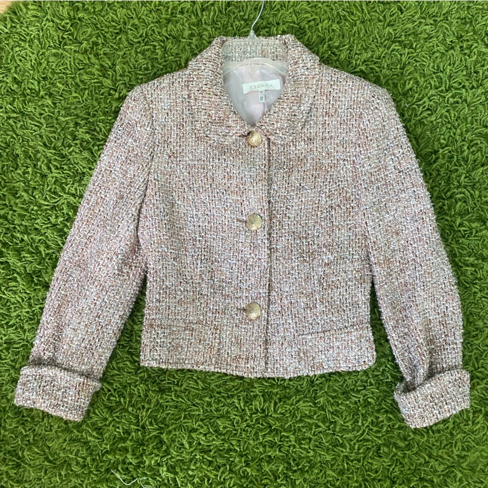 Escada Tweed Blazer in Cream and Brown